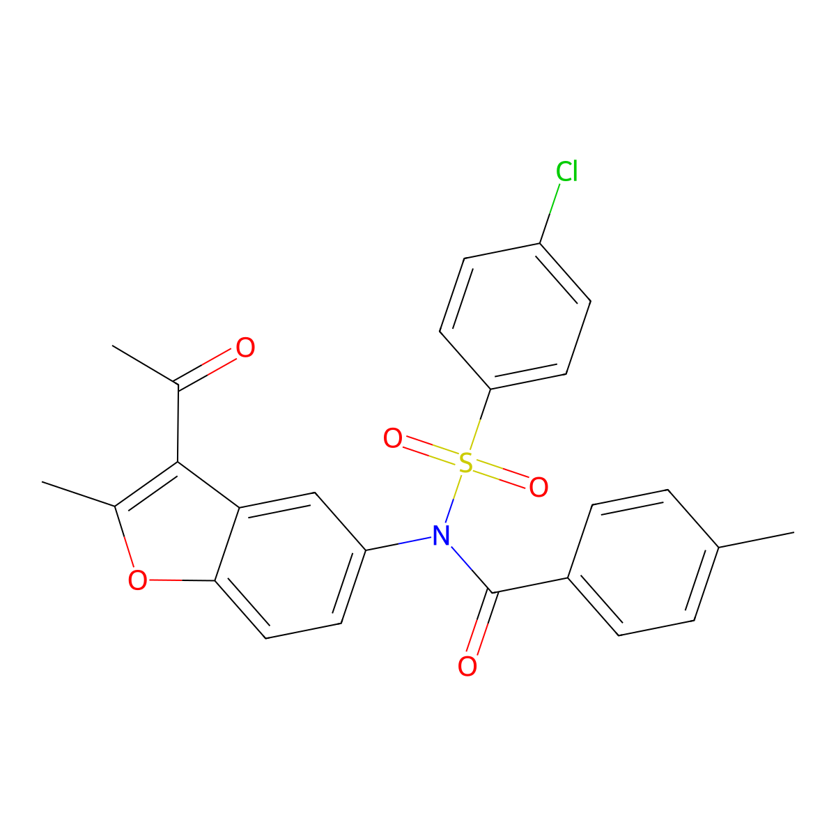 N-(3-acetyl-2-methyl-1-benzofuran-5-yl)-4-chloro-N-(4-methylbenzoyl)benzenesulfonamide molecular structure, CAS 406475-51-2