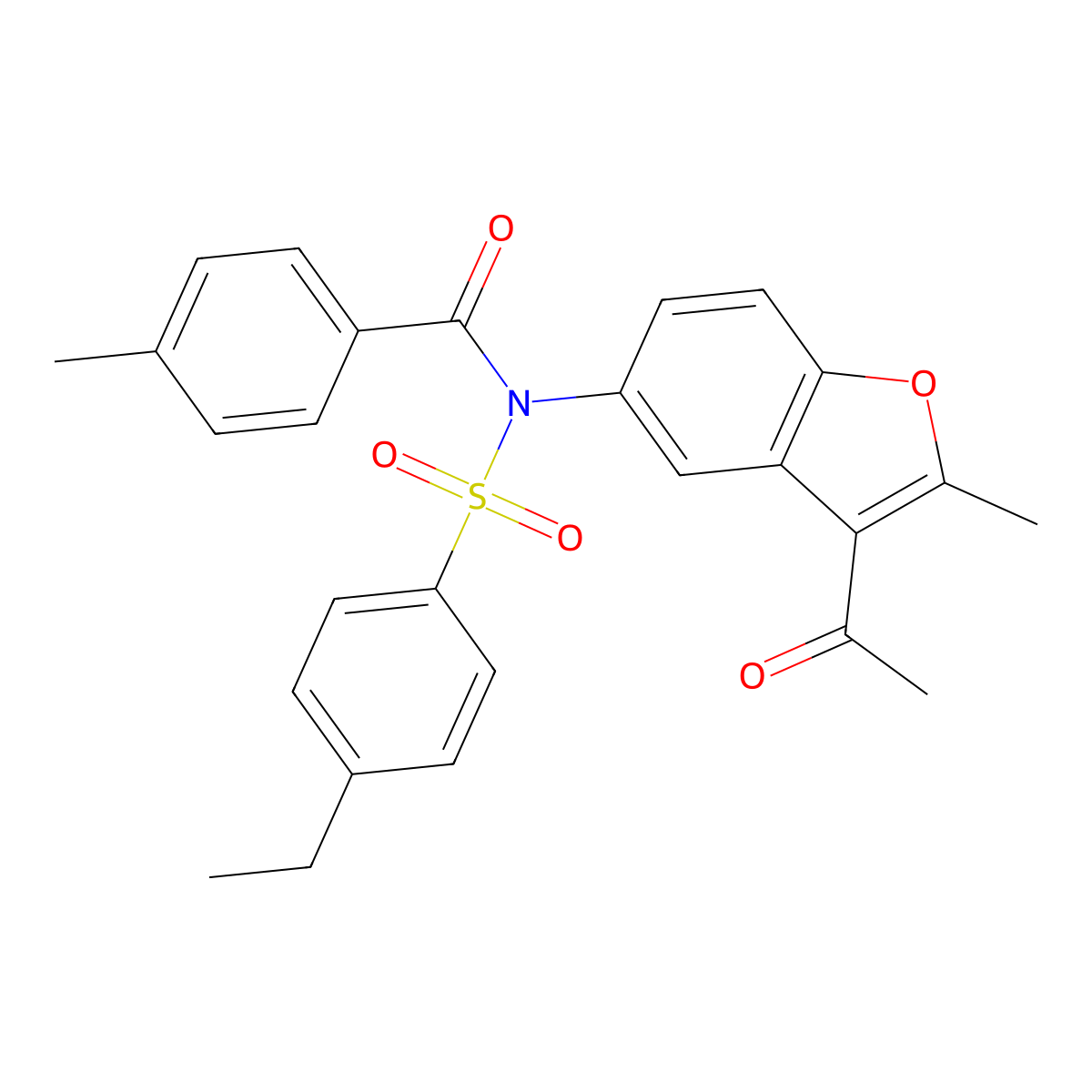 N-(3-acetyl-2-methyl-1-benzofuran-5-yl)-4-ethyl-N-(4-methylbenzoyl)benzenesulfonamide molecular structure, CAS 406475-55-6