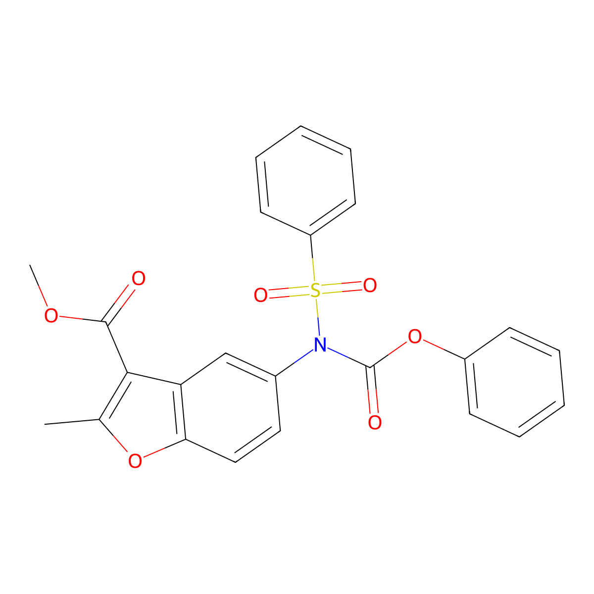 Methyl 5-[benzenesulfonyl(phenoxycarbonyl)amino]-2-methyl-1-benzofuran-3-carboxylate molecular structure, CAS 406475-83-0