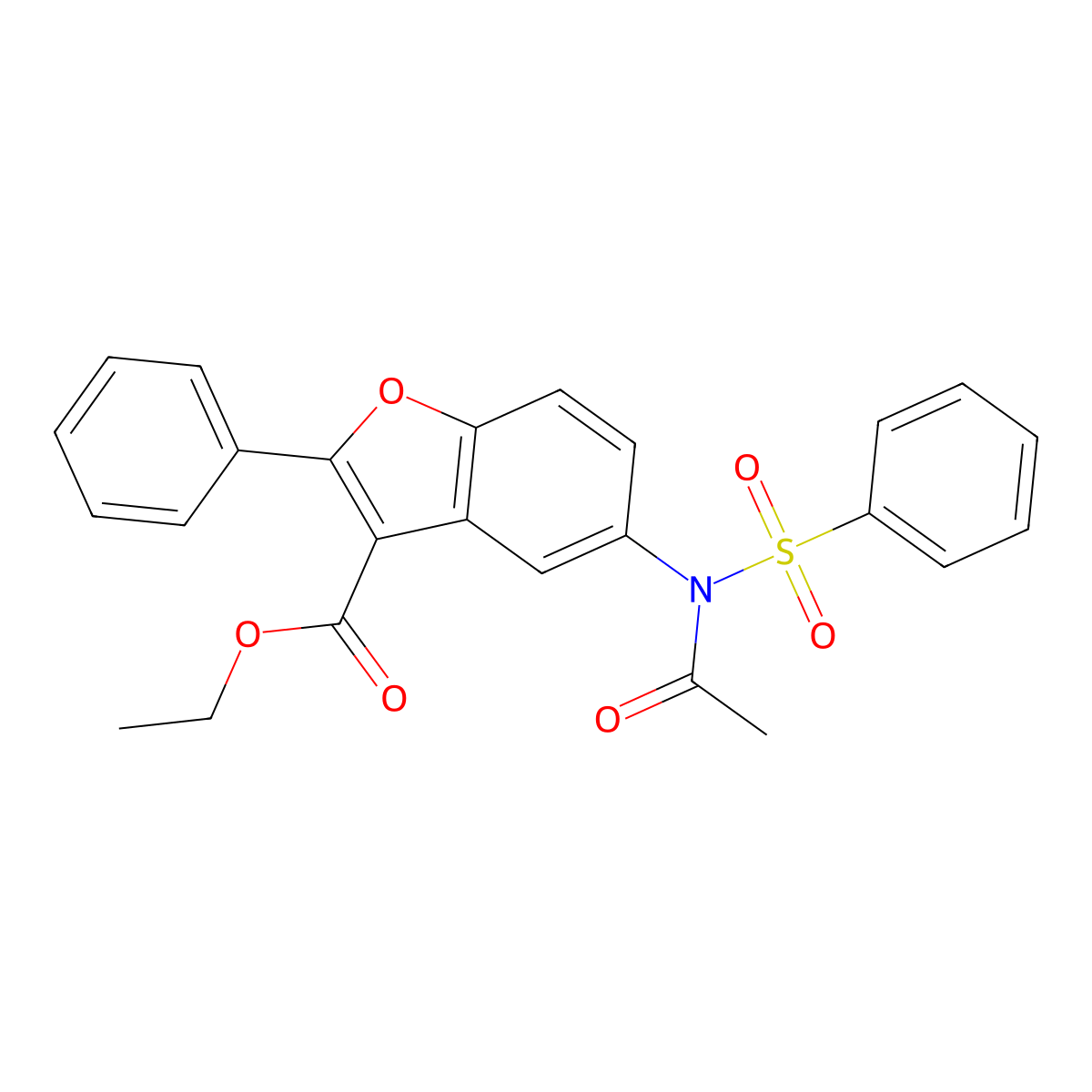 Ethyl 5-[acetyl(benzenesulfonyl)amino]-2-phenyl-1-benzofuran-3-carboxylate molecular structure, CAS 406475-90-9