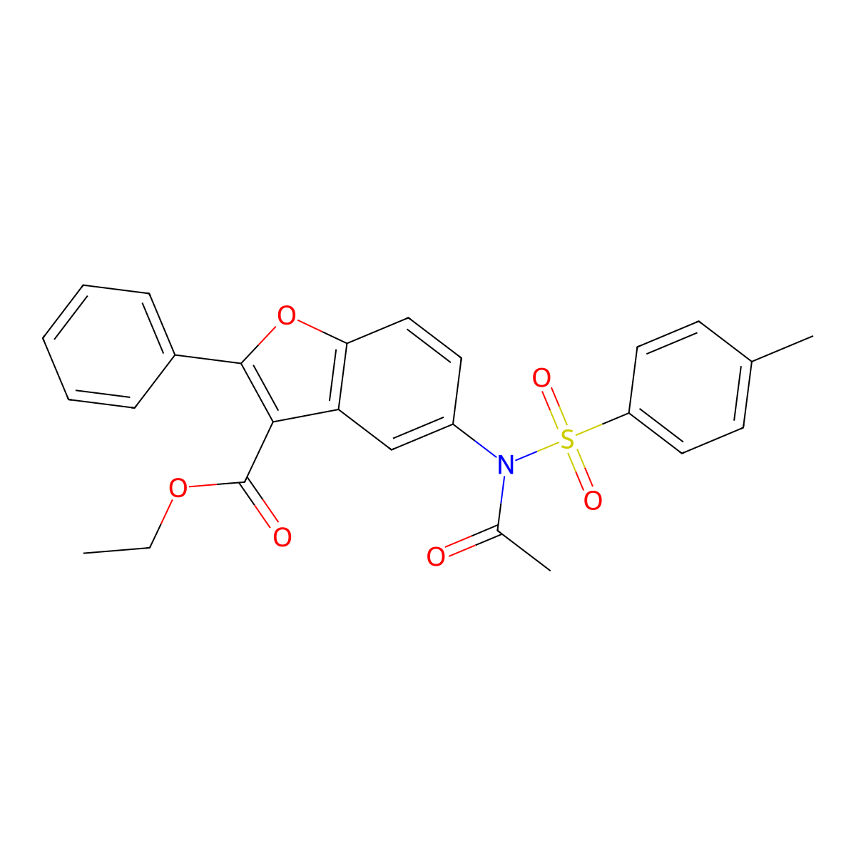 ethyl 2-phenyl-5-(N-tosylacetamido)benzofuran-3-carboxylate molecular structure, CAS 406475-91-0