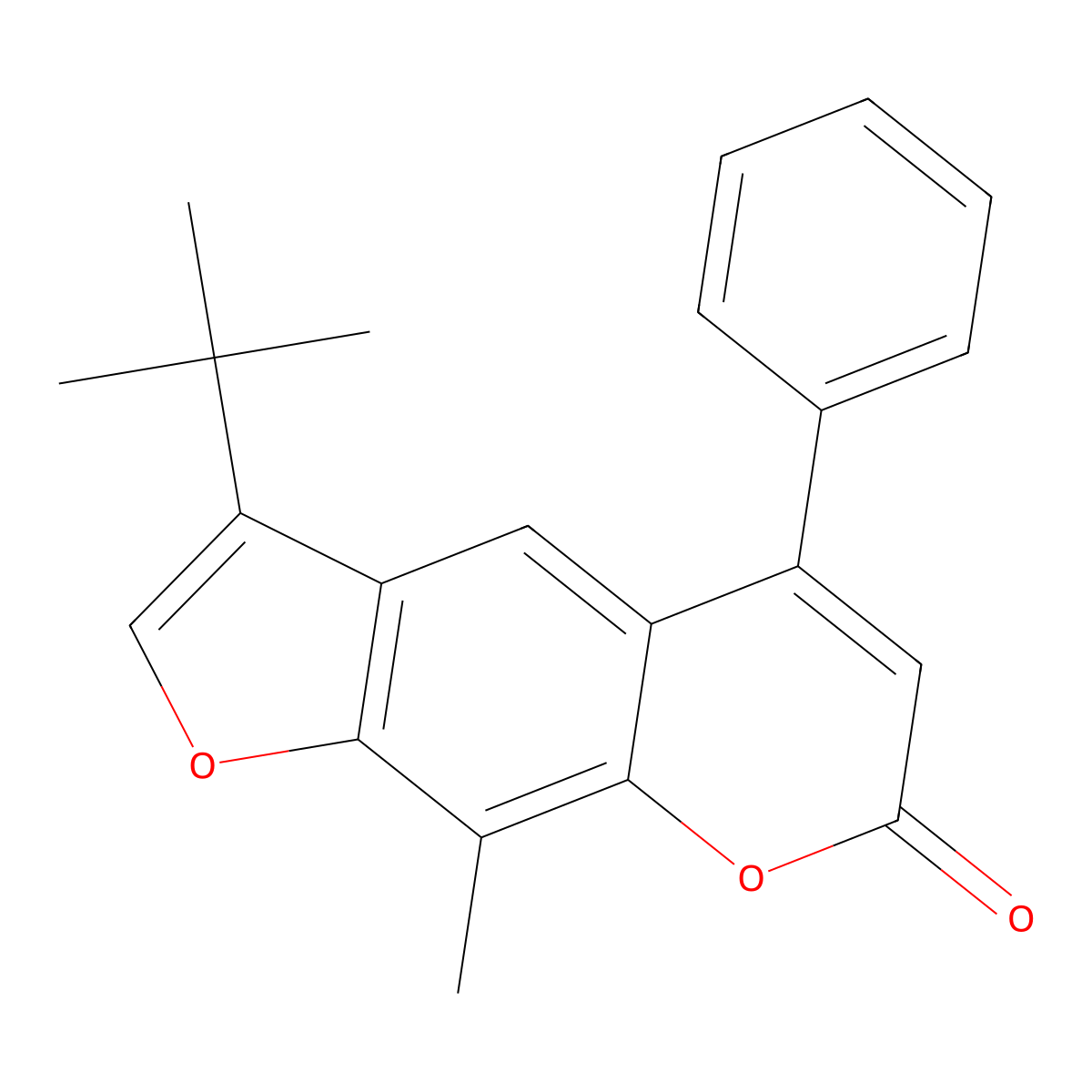 3-tert-butyl-9-methyl-5-phenyl-7H-furo[3,2-g]chromen-7-one molecular structure, CAS 406476-17-3