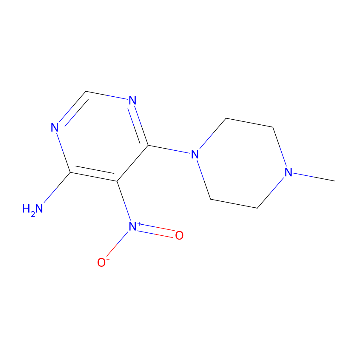6-(4-Methylpiperazin-1-yl)-5-nitropyrimidin-4-amine molecular structure, CAS 406476-24-2