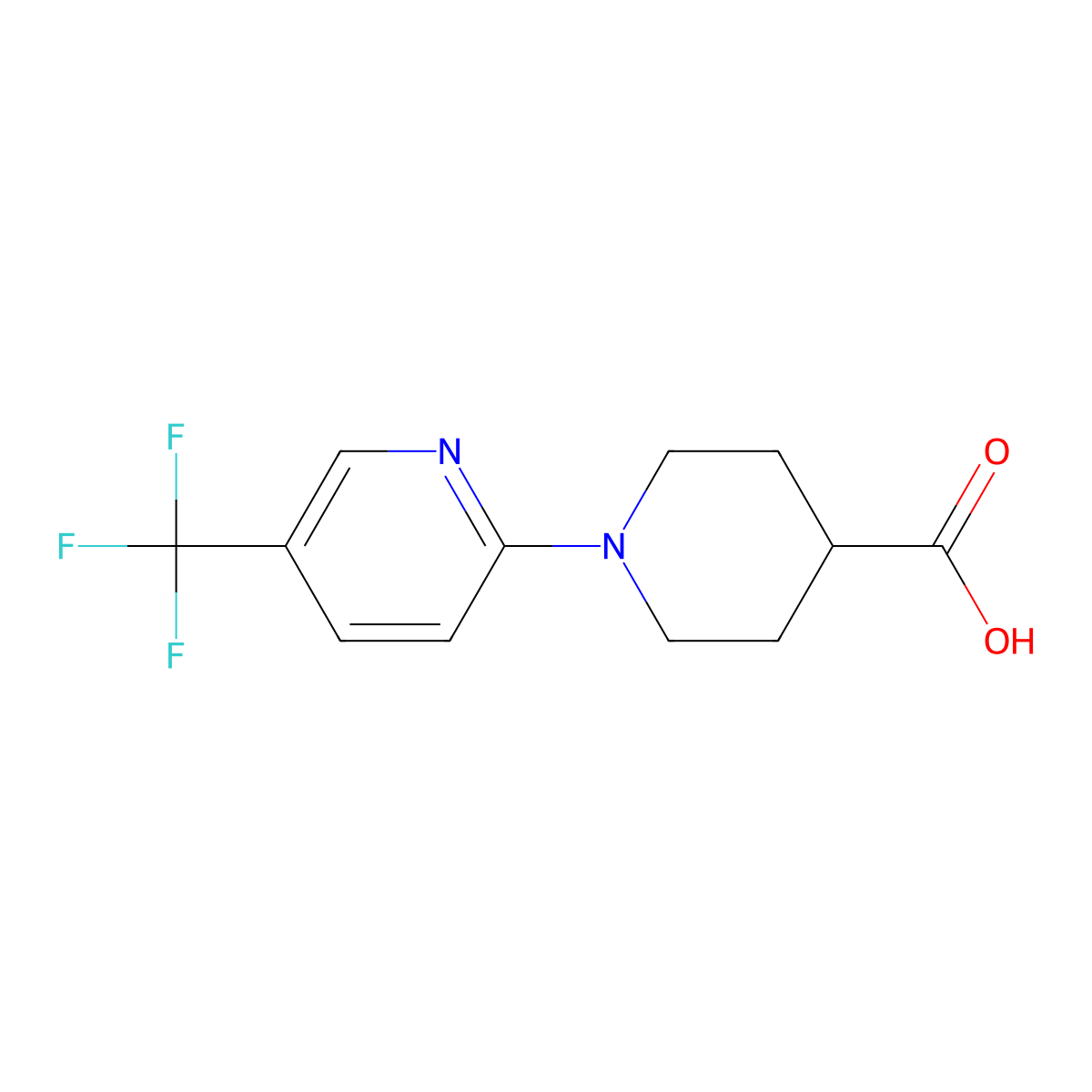 1-[5-(Trifluoromethyl)pyridin-2-yl]piperidine-4-carboxylic acid molecular structure, CAS 406476-31-1