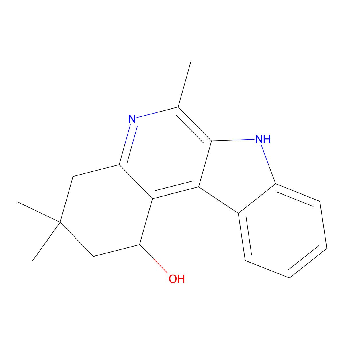 3,3,6-trimethyl-2,3,4,7-tetrahydro-1H-indolo[2,3-c]quinolin-1-ol molecular structure, CAS 406476-72-0