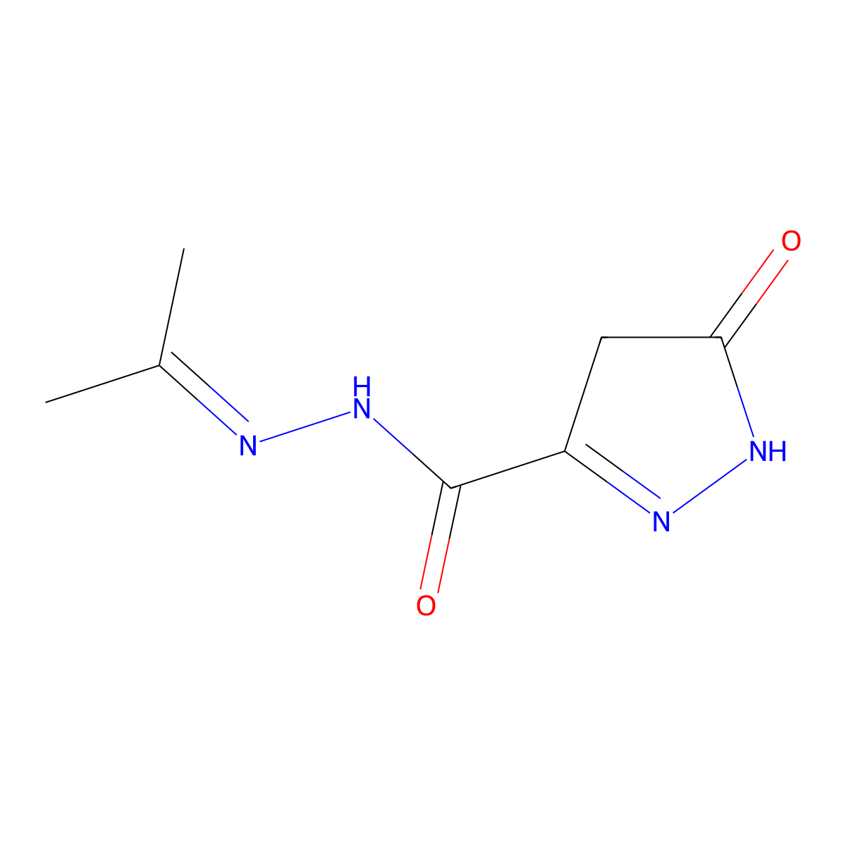 5-oxo-N-(propan-2-ylideneamino)-1,4-dihydropyrazole-3-carboxamide molecular structure, CAS 406476-79-7