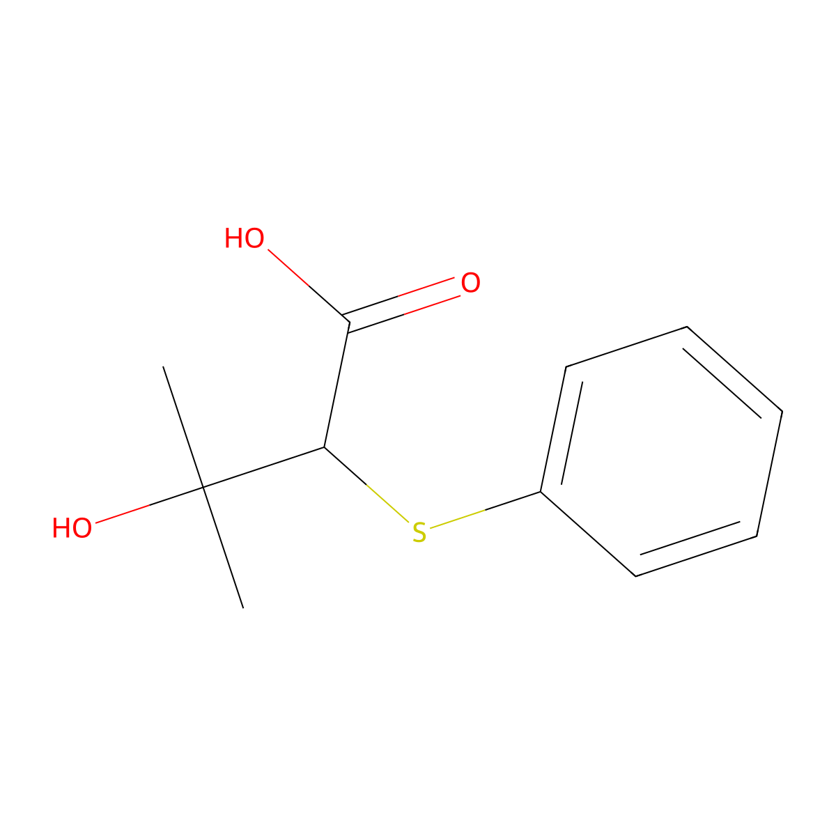 3-Hydroxy-3-methyl-2-(phenylsulfanyl)butanoic acid molecular structure, CAS 40648-66-6