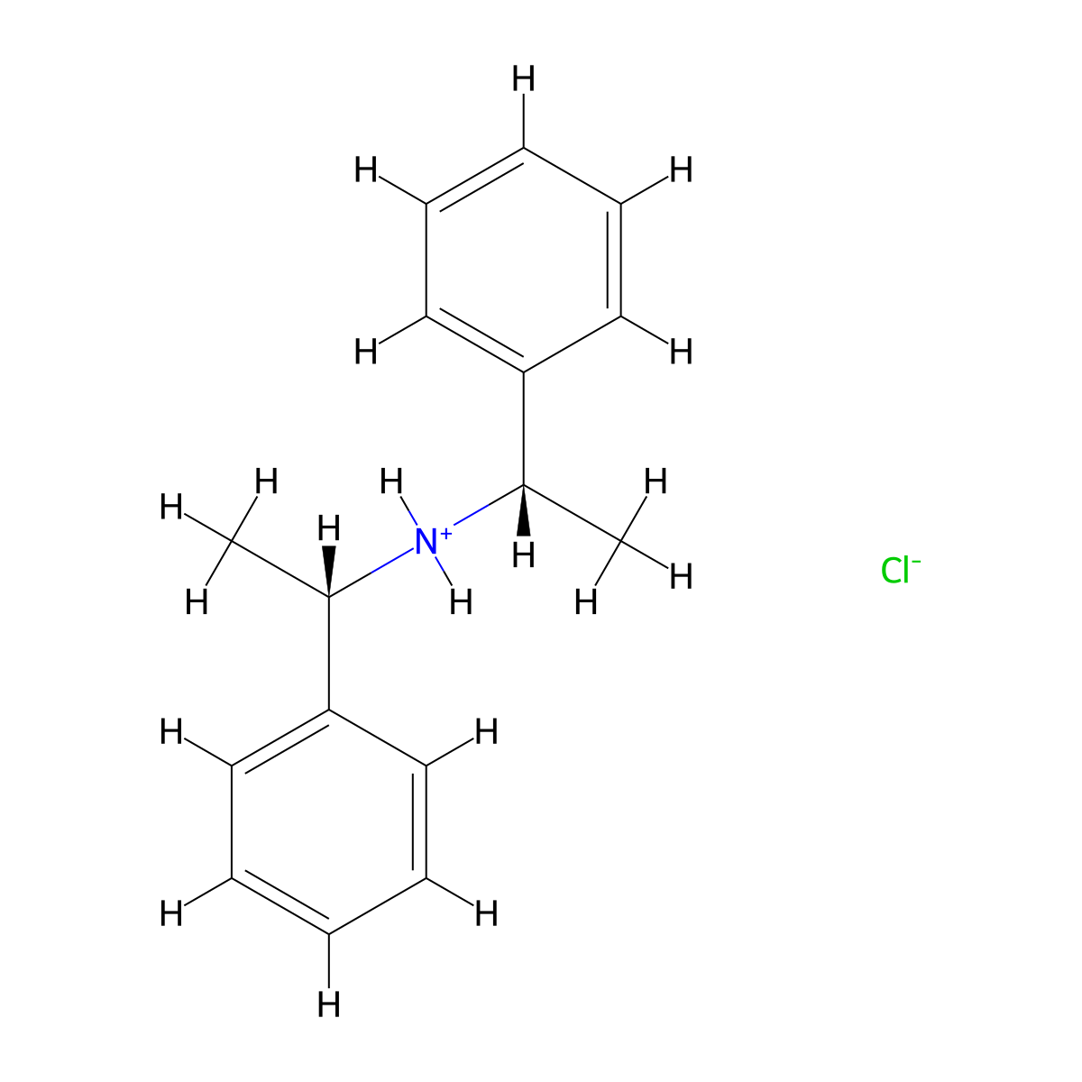 bis[(1S)-1-phenylethyl]azanium chloride molecular structure, CAS 40648-92-8