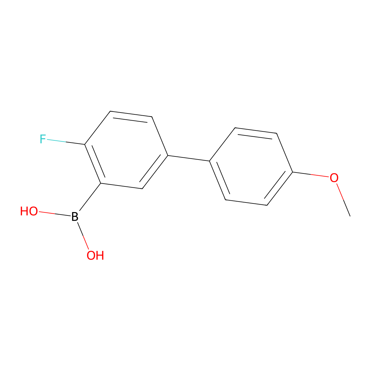 Boronic acid, (4-fluoro-4'-methoxy[1,1'-biphenyl]-3-yl)- molecular structure, CAS 406482-21-1