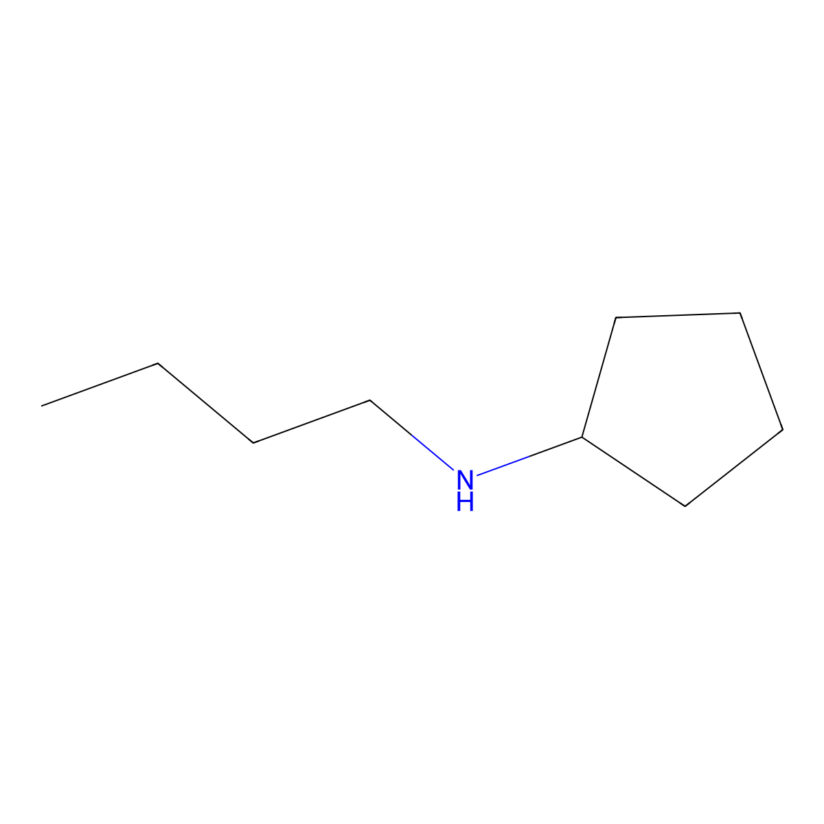 N-Butylcyclopentanamine molecular structure, CAS 40649-24-9