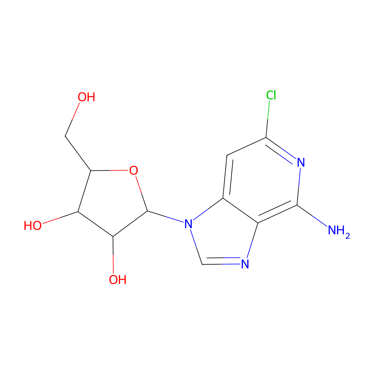 2-(4-Amino-6-chloroimidazo[4,5-c]pyridin-1-yl)-5-(hydroxymethyl)oxolane-3,4-diol molecular structure, CAS 40656-71-1