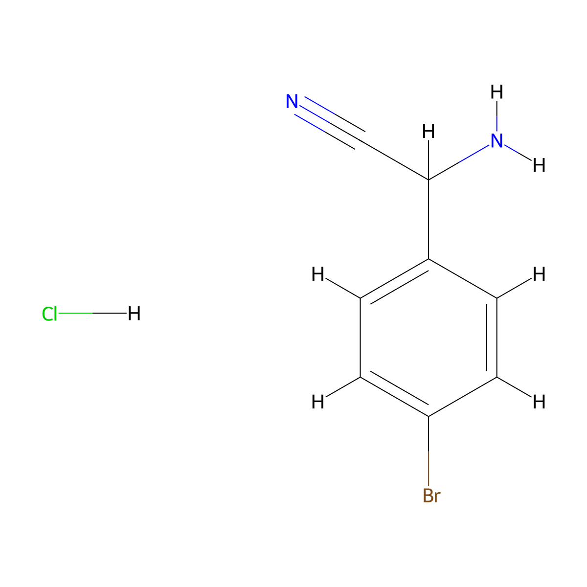 2-Amino-2-(4-bromophenyl)acetonitrile hydrochloride molecular structure, CAS 40658-53-5