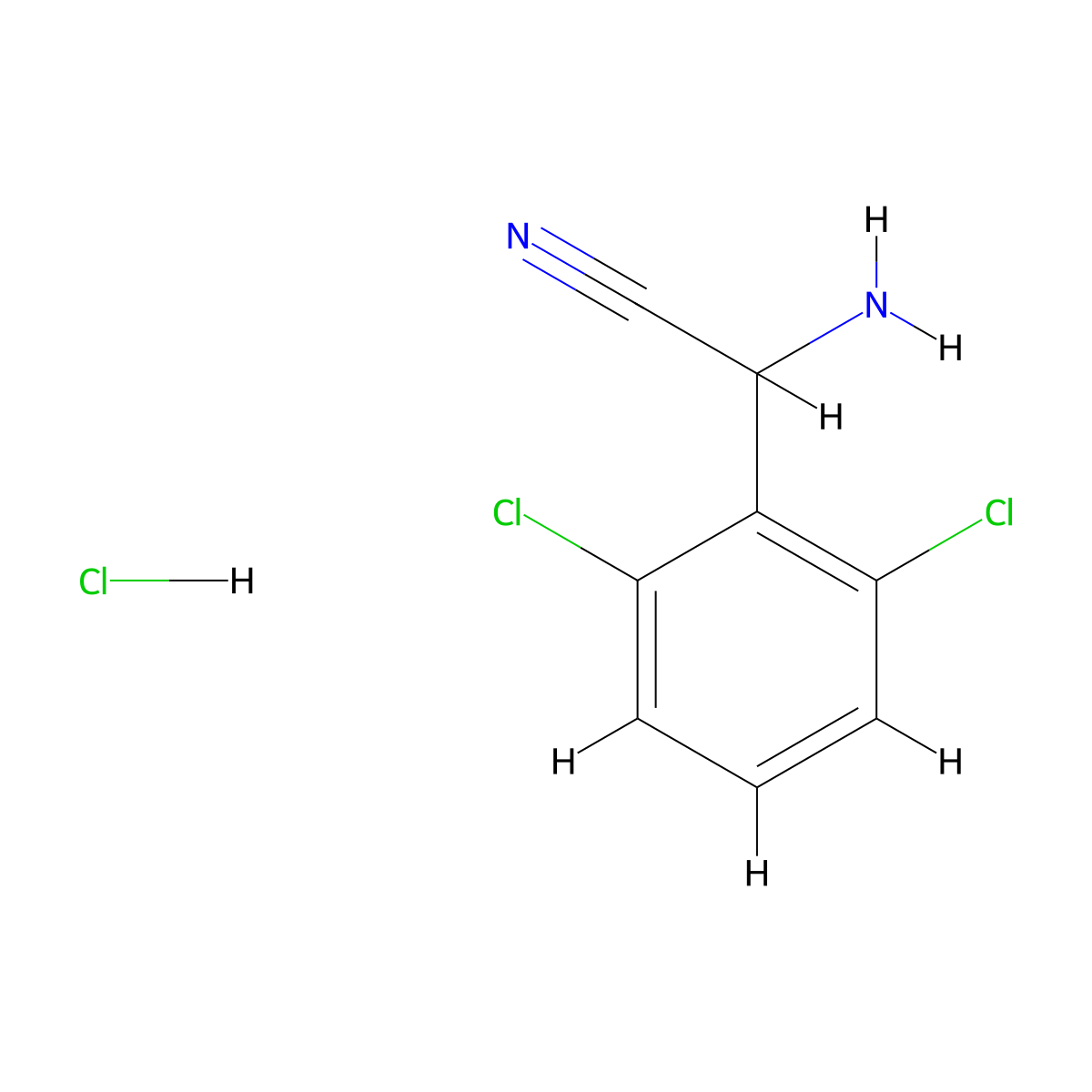 2-Amino-2-(2,6-dichlorophenyl)acetonitrile hydrochloride molecular structure, CAS 40658-56-8