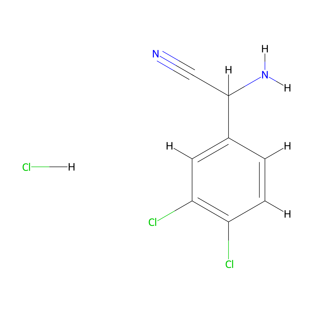 2-Amino-2-(3,4-dichlorophenyl)acetonitrile hydrochloride molecular structure, CAS 40658-57-9