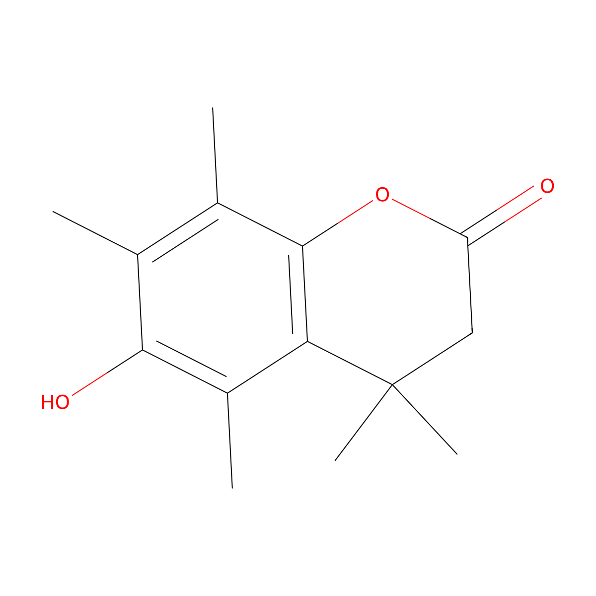 6-Hydroxy-4,4,5,7,8-pentamethyl-3,4-dihydrocoumarin molecular structure, CAS 40662-76-8