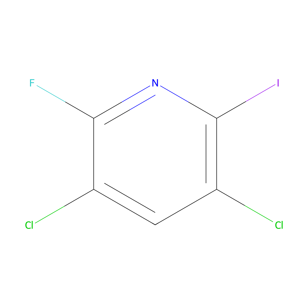 3,5-Dichloro-2-fluoro-6-iodopyridine molecular structure, CAS 406676-35-5
