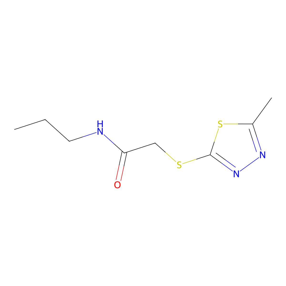 2-[(5-methyl-1,3,4-thiadiazol-2-yl)sulfanyl]-N-propylacetamide molecular structure, CAS 406689-87-0