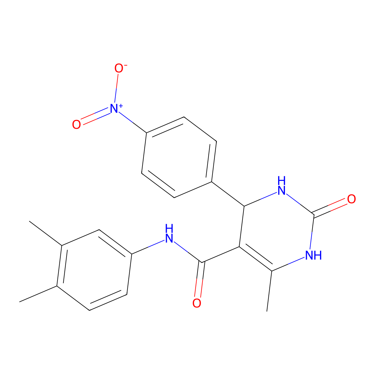N-(3,4-dimethylphenyl)-6-methyl-4-(4-nitrophenyl)-2-oxo-1,2,3,4-tetrahydropyrimidine-5-carboxamide molecular structure, CAS 406690-29-7
