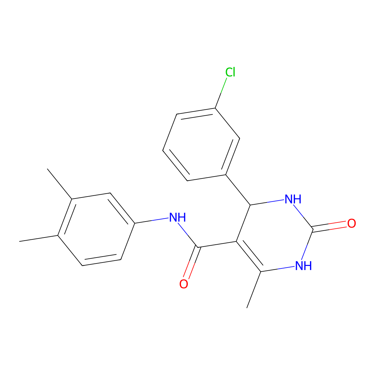 4-(3-chlorophenyl)-N-(3,4-dimethylphenyl)-6-methyl-2-oxo-1,2,3,4-tetrahydropyrimidine-5-carboxamide molecular structure, CAS 406690-31-1