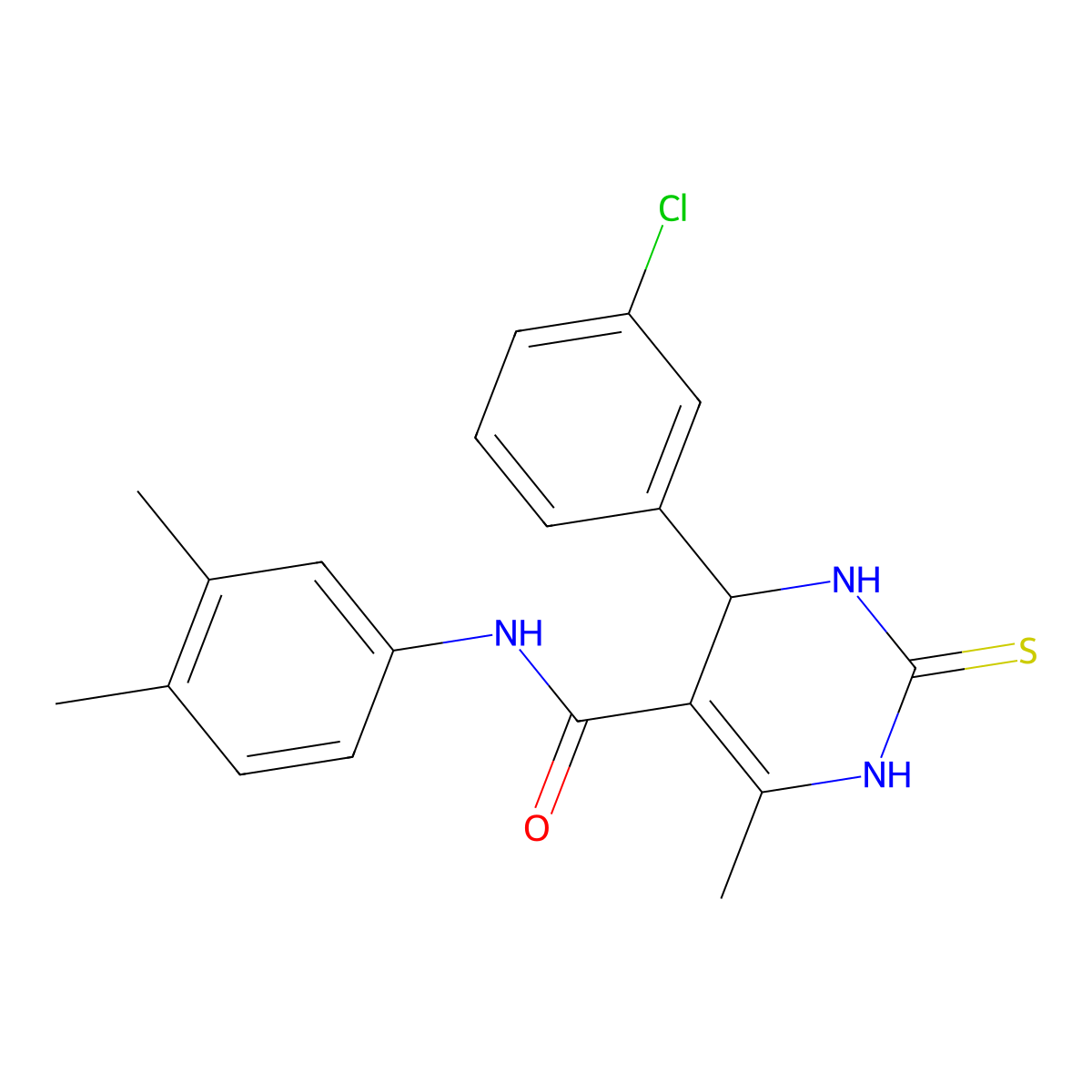 4-(3-chlorophenyl)-N-(3,4-dimethylphenyl)-6-methyl-2-thioxo-1,2,3,4-tetrahydropyrimidine-5-carboxamide molecular structure, CAS 406690-32-2