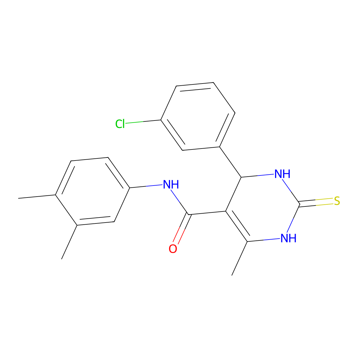 4-(3-chlorophenyl)-N-(3,4-dimethylphenyl)-6-methyl-2-thioxo-1,2,3,4-tetrahydropyrimidine-5-carboxamide molecular structure, CAS 406690-32-2