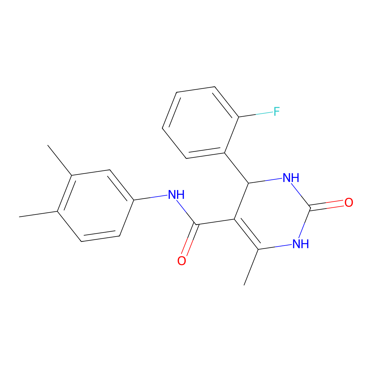 N-(3,4-dimethylphenyl)-4-(2-fluorophenyl)-6-methyl-2-oxo-1,2,3,4-tetrahydropyrimidine-5-carboxamide molecular structure, CAS 406690-33-3
