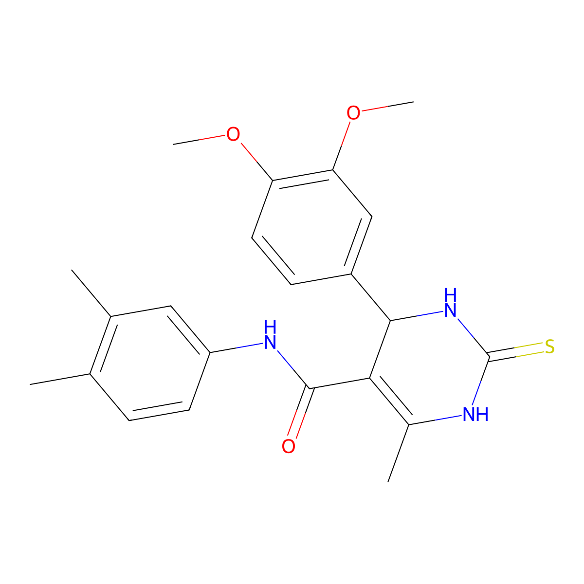 4-(3,4-dimethoxyphenyl)-N-(3,4-dimethylphenyl)-6-methyl-2-sulfanylidene-1,2,3,4-tetrahydropyrimidine-5-carboxamide molecular structure, CAS 406690-58-2