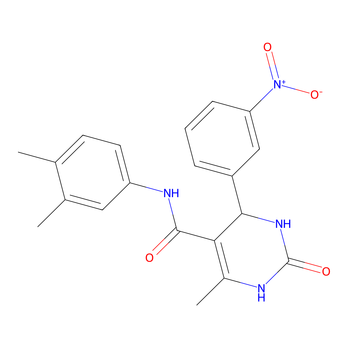 N-(3,4-dimethylphenyl)-6-methyl-4-(3-nitrophenyl)-2-oxo-1,2,3,4-tetrahydropyrimidine-5-carboxamide molecular structure, CAS 406690-66-2