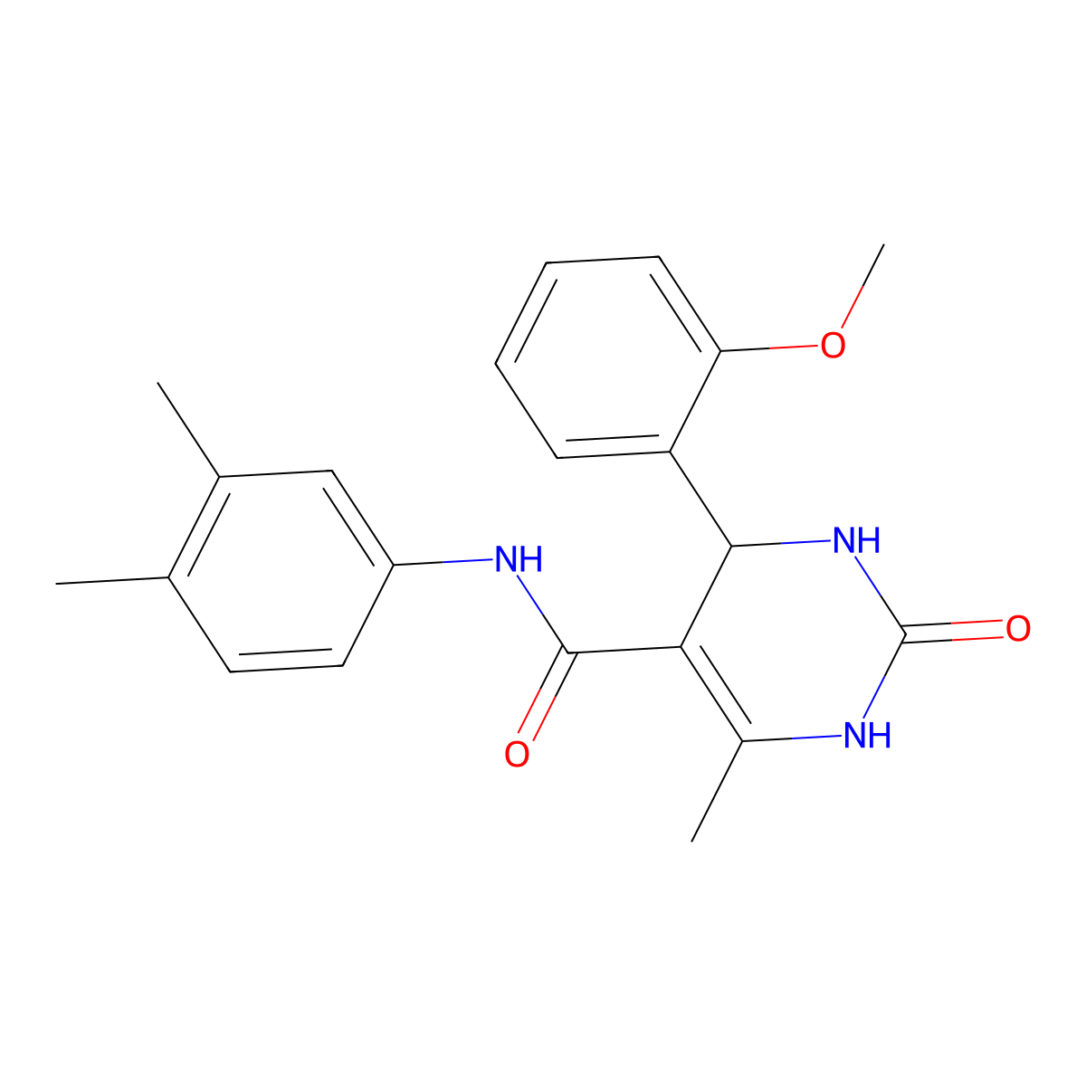 N-(3,4-dimethylphenyl)-4-(2-methoxyphenyl)-6-methyl-2-oxo-1,2,3,4-tetrahydropyrimidine-5-carboxamide molecular structure, CAS 406690-67-3