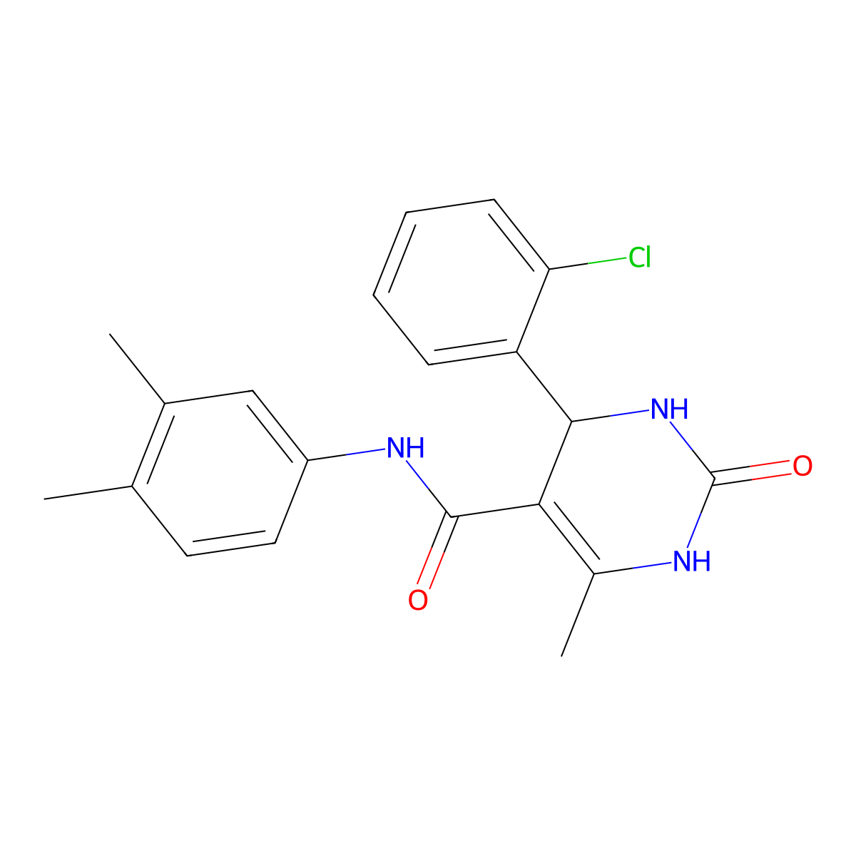 4-(2-chlorophenyl)-N-(3,4-dimethylphenyl)-6-methyl-2-oxo-1,2,3,4-tetrahydropyrimidine-5-carboxamide molecular structure, CAS 406690-70-8