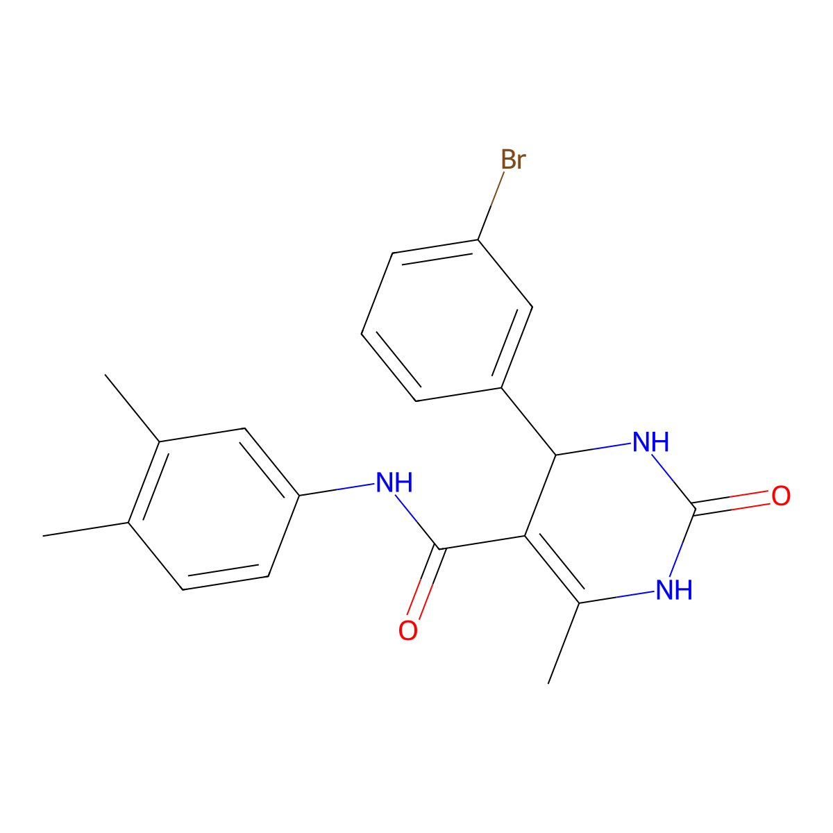 4-(3-bromophenyl)-N-(3,4-dimethylphenyl)-6-methyl-2-oxo-1,2,3,4-tetrahydropyrimidine-5-carboxamide molecular structure, CAS 406690-71-9