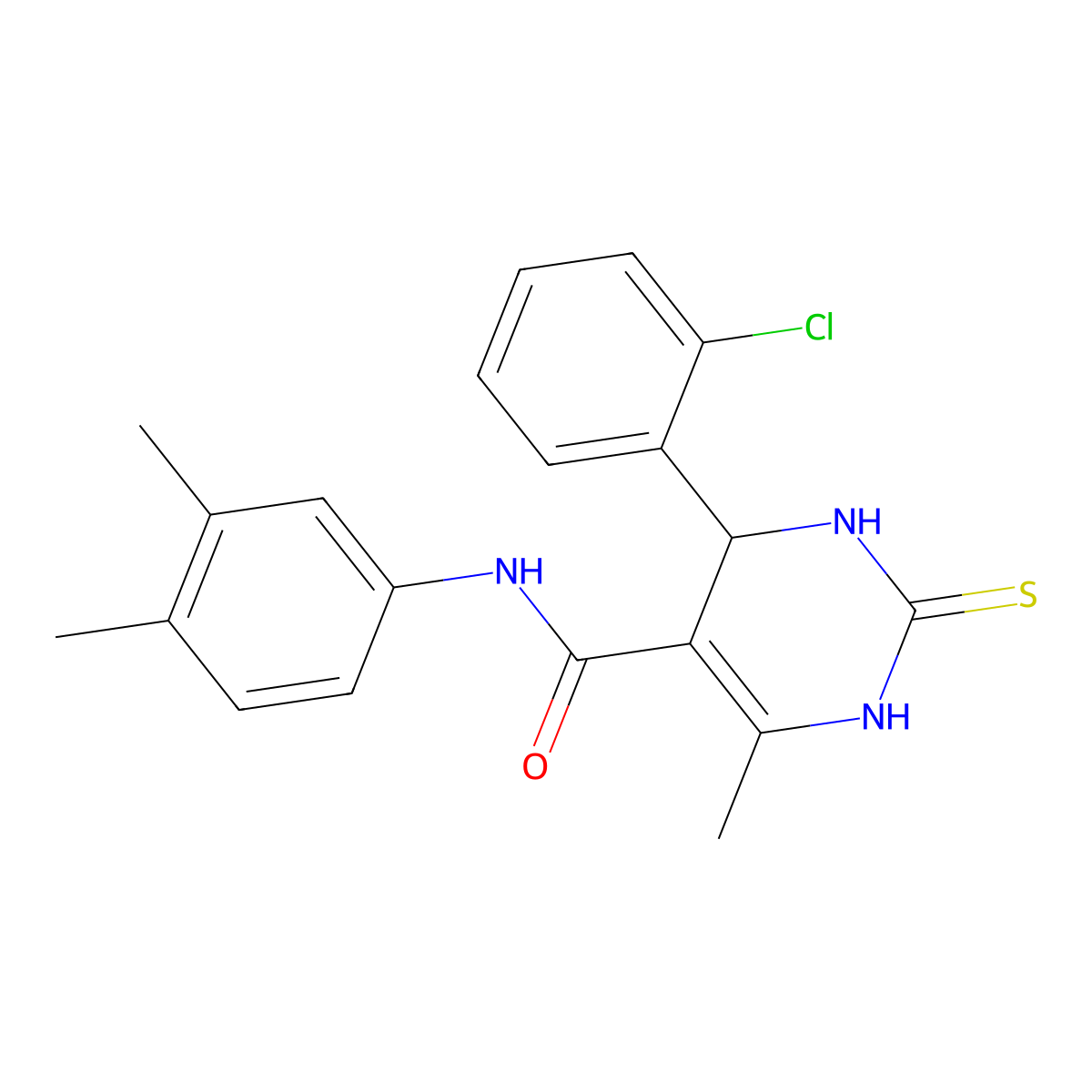 4-(2-chlorophenyl)-N-(3,4-dimethylphenyl)-6-methyl-2-thioxo-1,2,3,4-tetrahydropyrimidine-5-carboxamide molecular structure, CAS 406690-72-0