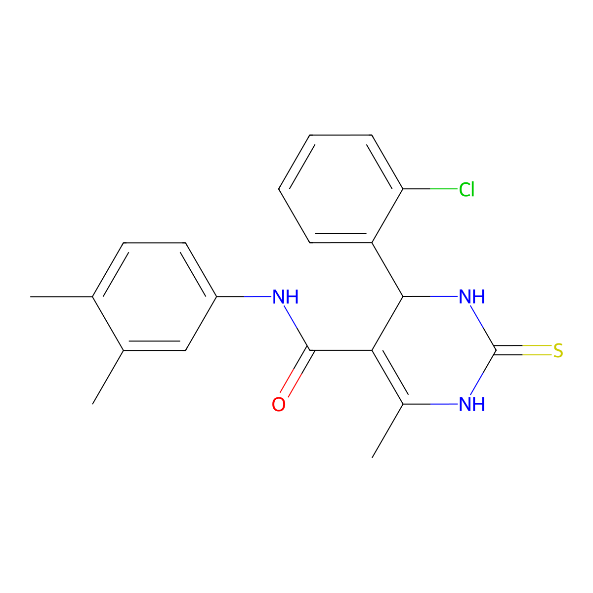 4-(2-chlorophenyl)-N-(3,4-dimethylphenyl)-6-methyl-2-thioxo-1,2,3,4-tetrahydropyrimidine-5-carboxamide molecular structure, CAS 406690-72-0
