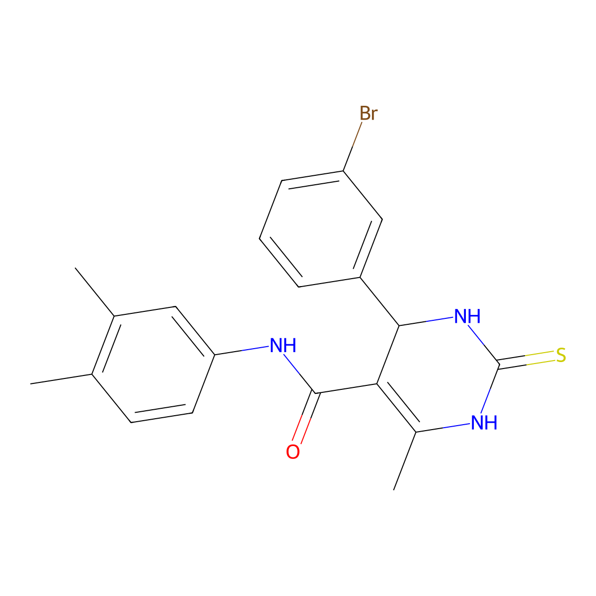 4-(3-bromophenyl)-N-(3,4-dimethylphenyl)-6-methyl-2-sulfanylidene-3,4-dihydro-1H-pyrimidine-5-carboxamide molecular structure, CAS 406690-73-1