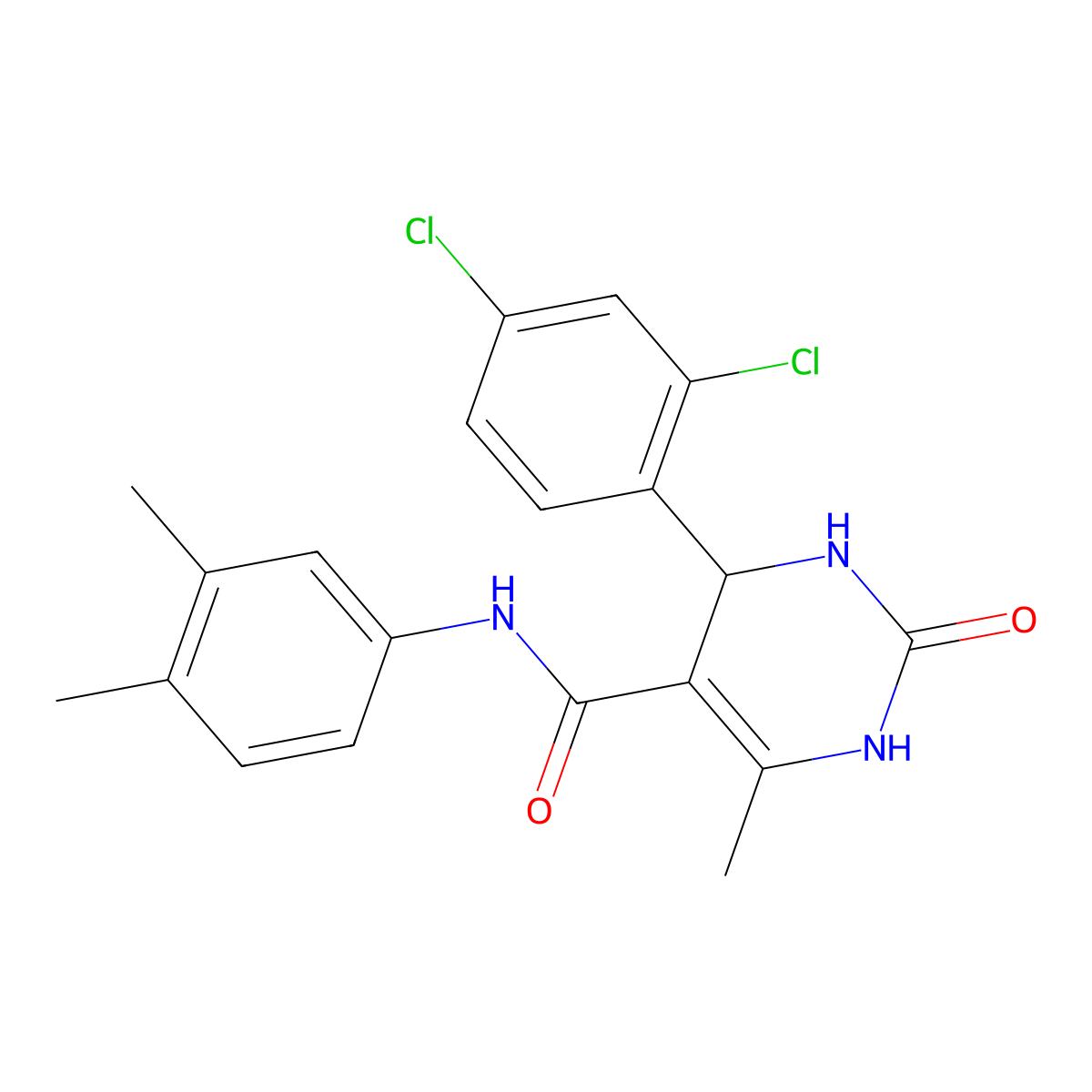 4-(2,4-dichlorophenyl)-N-(3,4-dimethylphenyl)-6-methyl-2-oxo-1,2,3,4-tetrahydropyrimidine-5-carboxamide molecular structure, CAS 406691-14-3