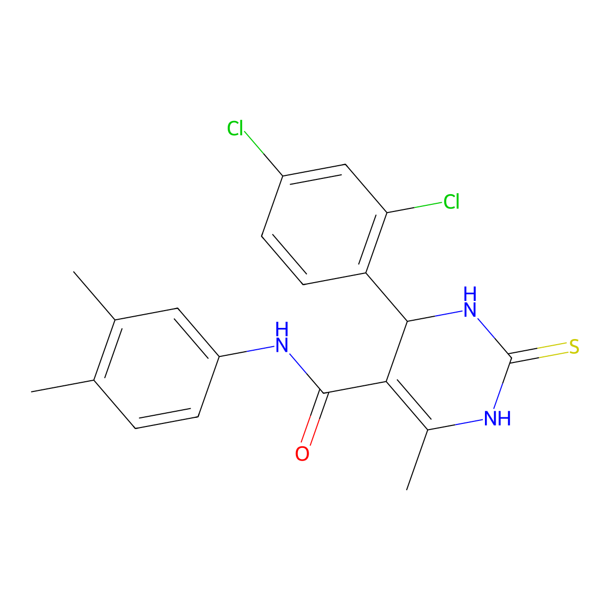 4-(2,4-dichlorophenyl)-N-(3,4-dimethylphenyl)-6-methyl-2-sulfanylidene-3,4-dihydro-1H-pyrimidine-5-carboxamide molecular structure, CAS 406691-16-5