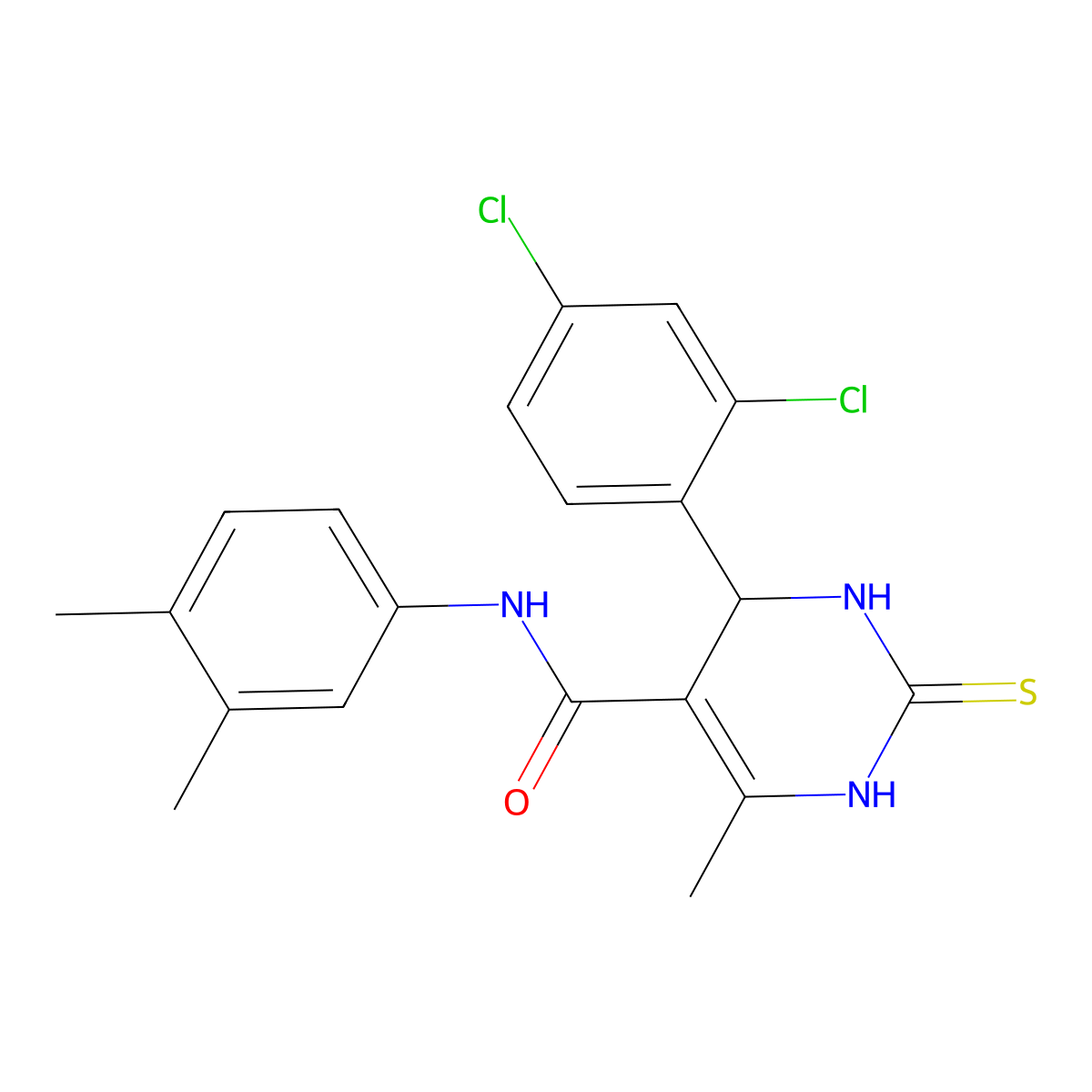 4-(2,4-dichlorophenyl)-N-(3,4-dimethylphenyl)-6-methyl-2-sulfanylidene-3,4-dihydro-1H-pyrimidine-5-carboxamide molecular structure, CAS 406691-16-5