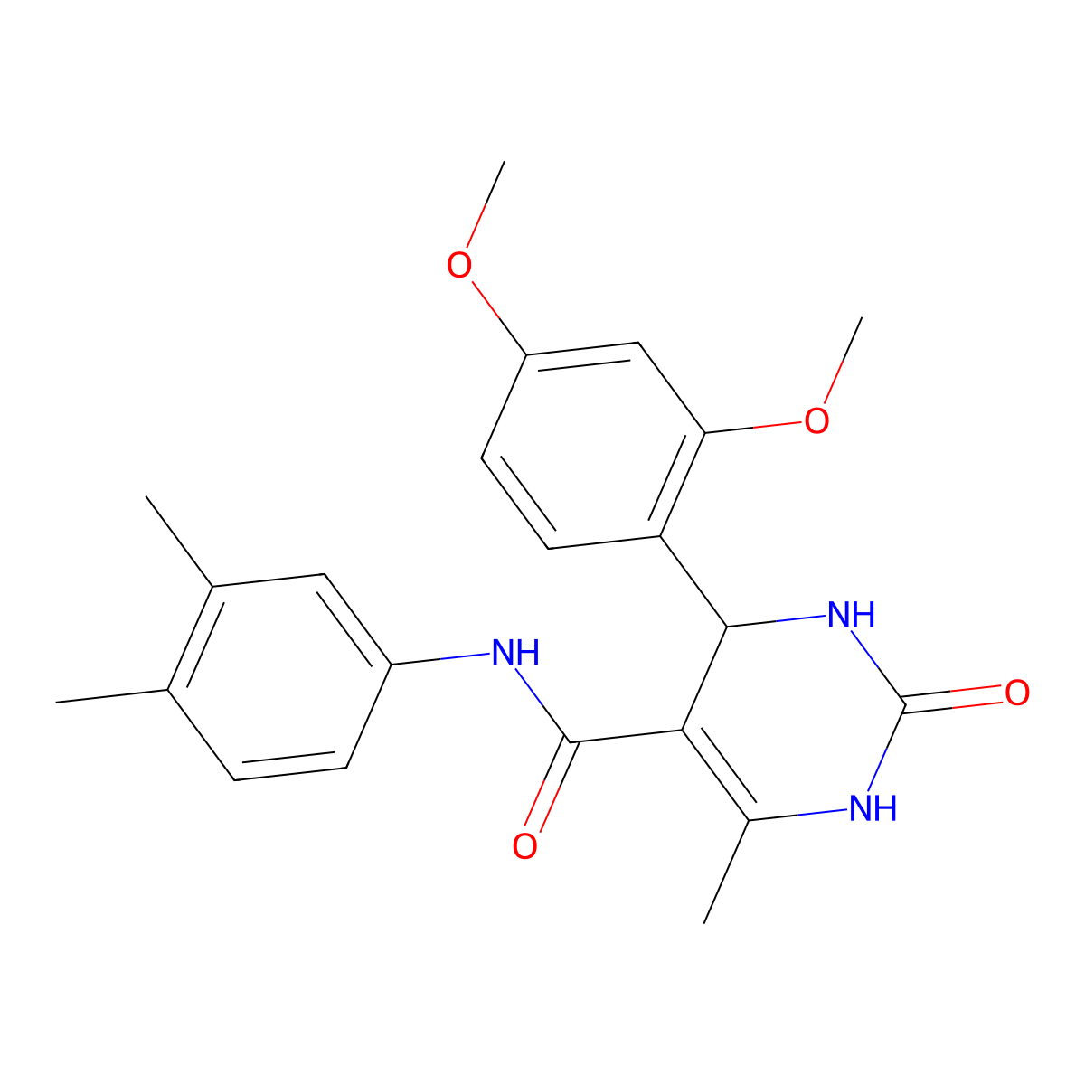 4-(2,4-dimethoxyphenyl)-N-(3,4-dimethylphenyl)-6-methyl-2-oxo-1,2,3,4-tetrahydropyrimidine-5-carboxamide molecular structure, CAS 406691-44-9