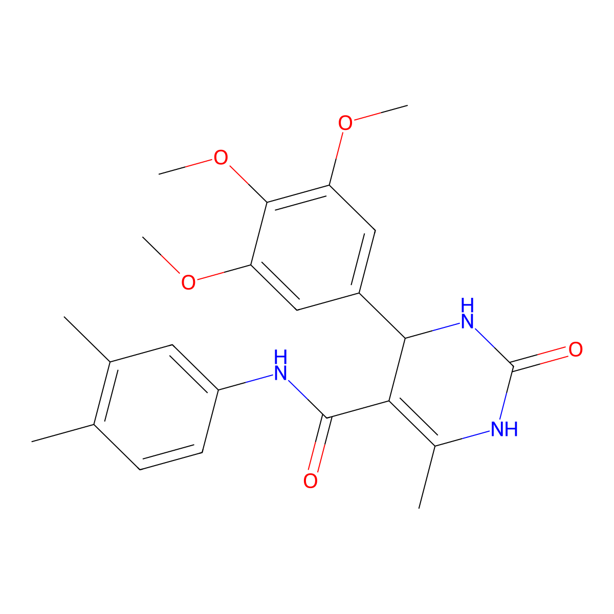 N-(3,4-dimethylphenyl)-6-methyl-2-oxo-4-(3,4,5-trimethoxyphenyl)-1,2,3,4-tetrahydropyrimidine-5-carboxamide molecular structure, CAS 406691-59-6