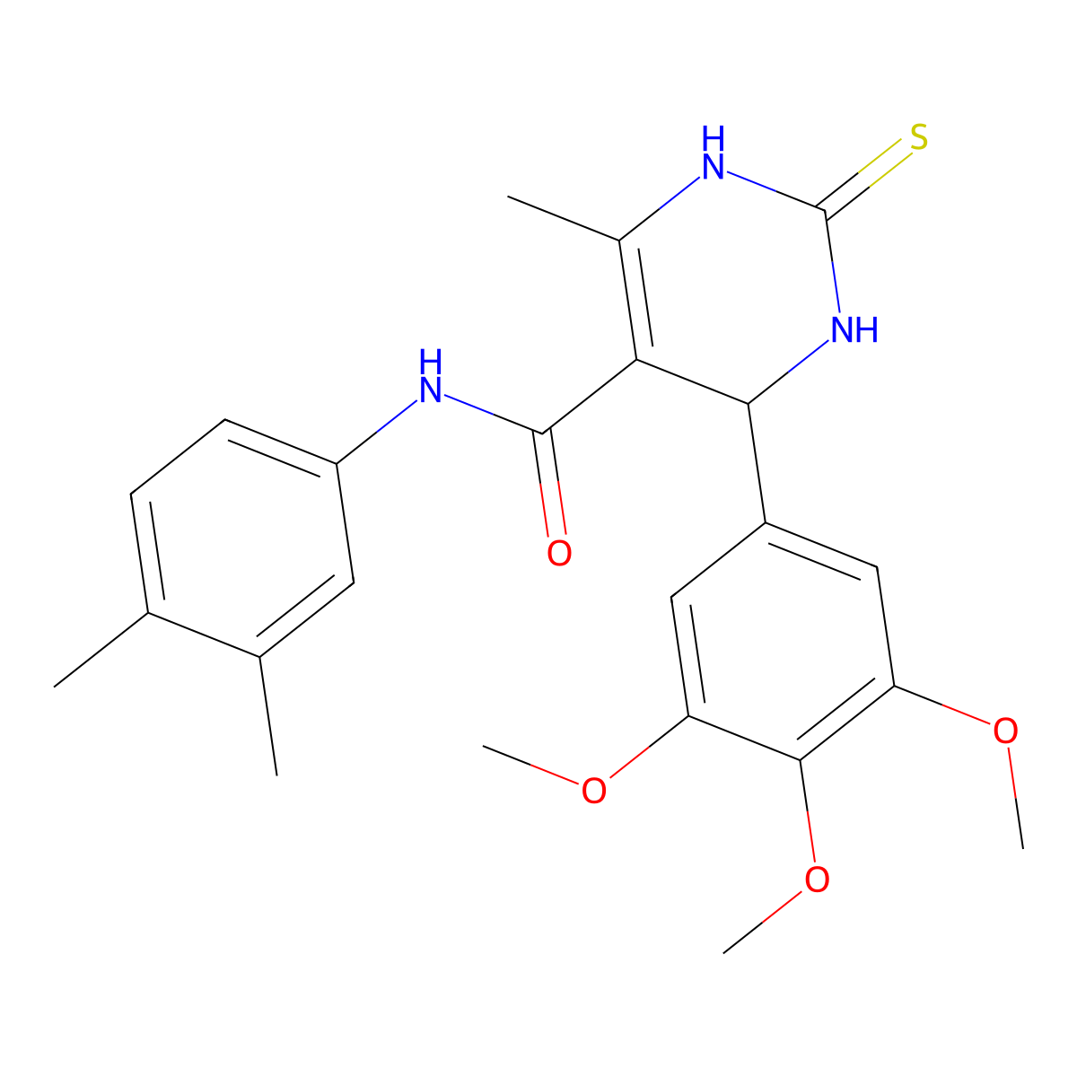 N-(3,4-dimethylphenyl)-6-methyl-2-thioxo-4-(3,4,5-trimethoxyphenyl)-1,2,3,4-tetrahydropyrimidine-5-carboxamide molecular structure, CAS 406691-60-9