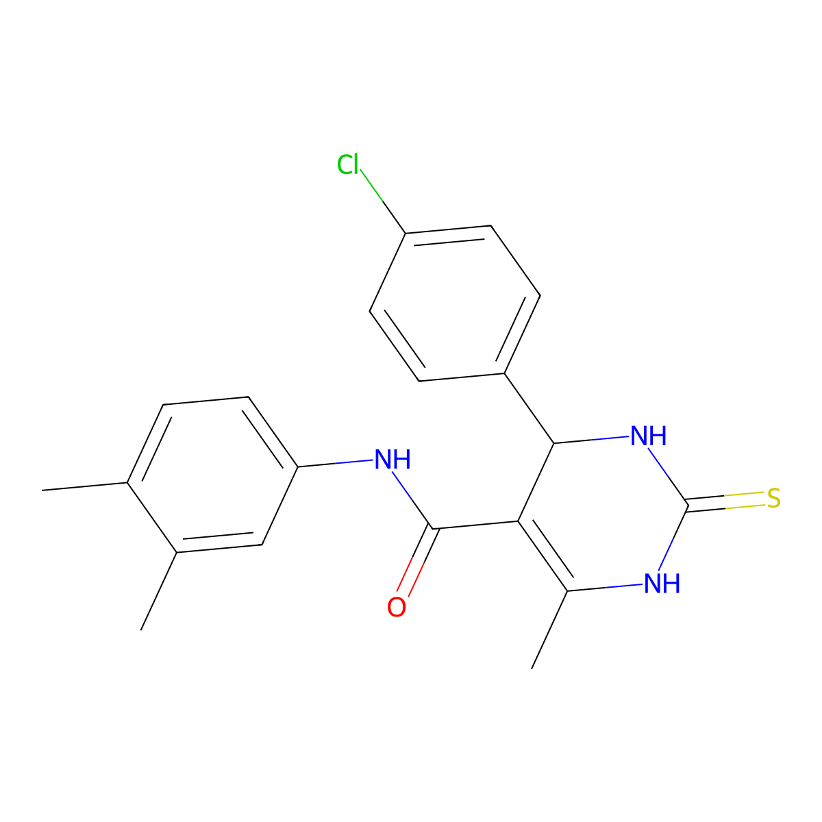 4-(4-chlorophenyl)-N-(3,4-dimethylphenyl)-6-methyl-2-sulfanylidene-3,4-dihydro-1H-pyrimidine-5-carboxamide molecular structure, CAS 406691-81-4