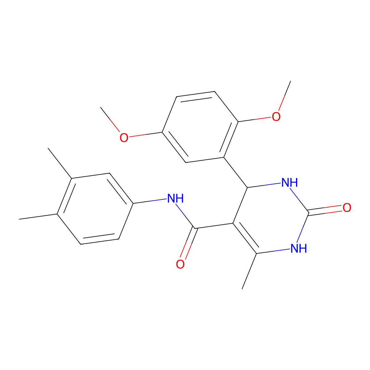 4-(2,5-dimethoxyphenyl)-N-(3,4-dimethylphenyl)-6-methyl-2-oxo-1,2,3,4-tetrahydropyrimidine-5-carboxamide molecular structure, CAS 406691-83-6