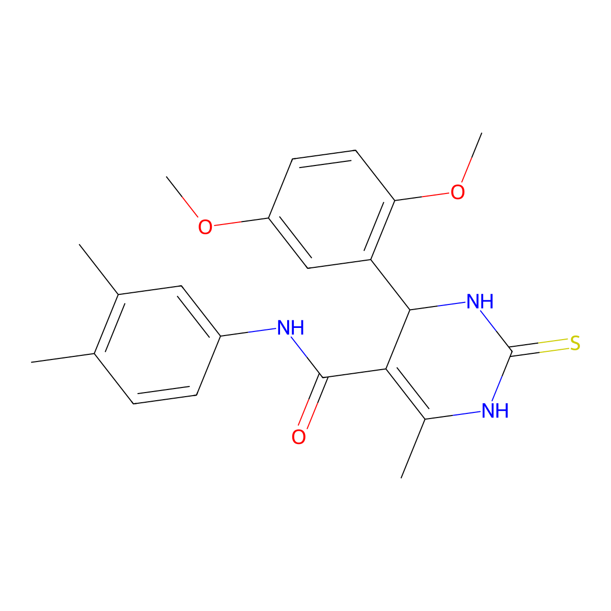 4-(2,5-dimethoxyphenyl)-N-(3,4-dimethylphenyl)-6-methyl-2-sulfanylidene-3,4-dihydro-1H-pyrimidine-5-carboxamide molecular structure, CAS 406691-85-8