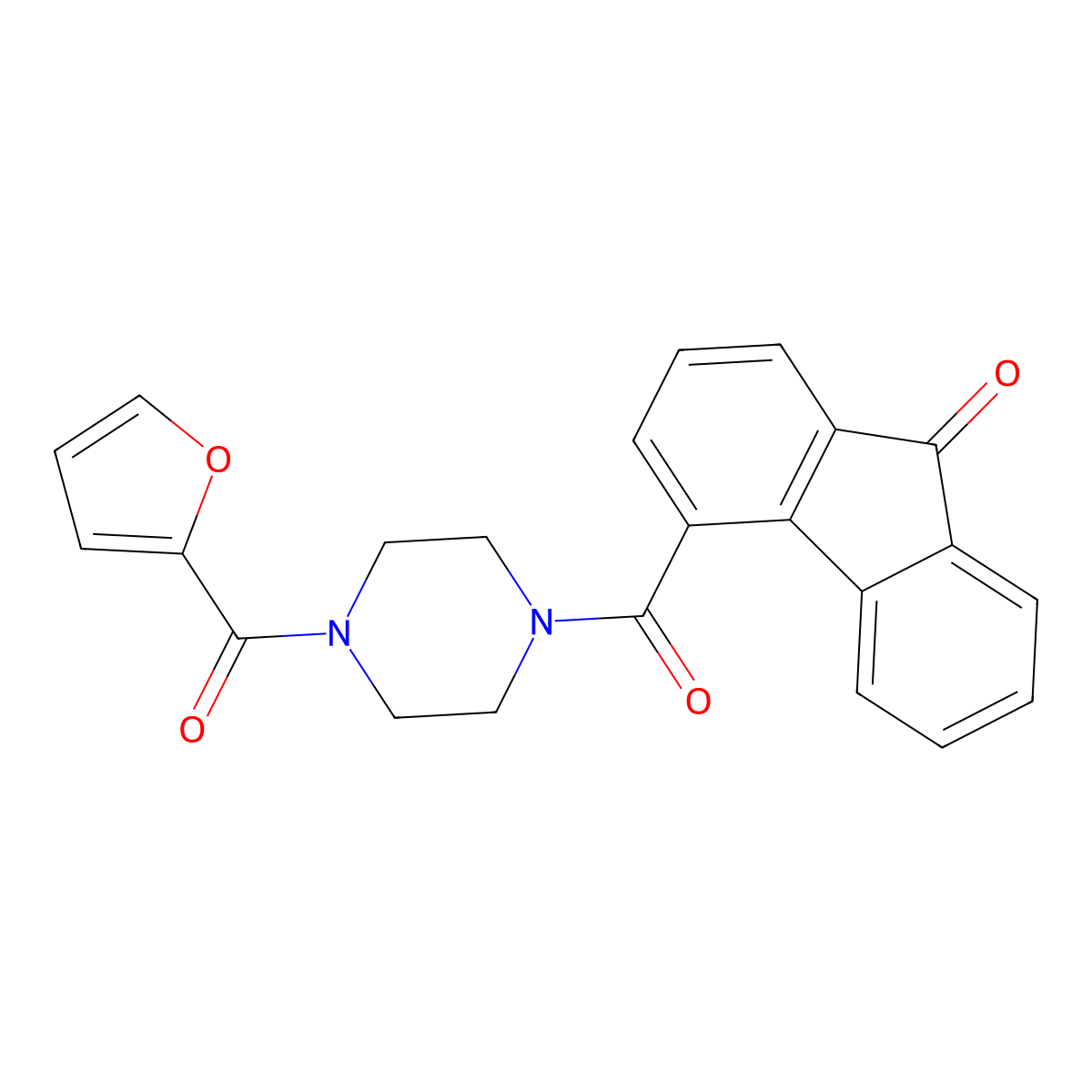 4-{[4-(furan-2-ylcarbonyl)piperazin-1-yl]carbonyl}-9H-fluoren-9-one molecular structure, CAS 406707-69-5