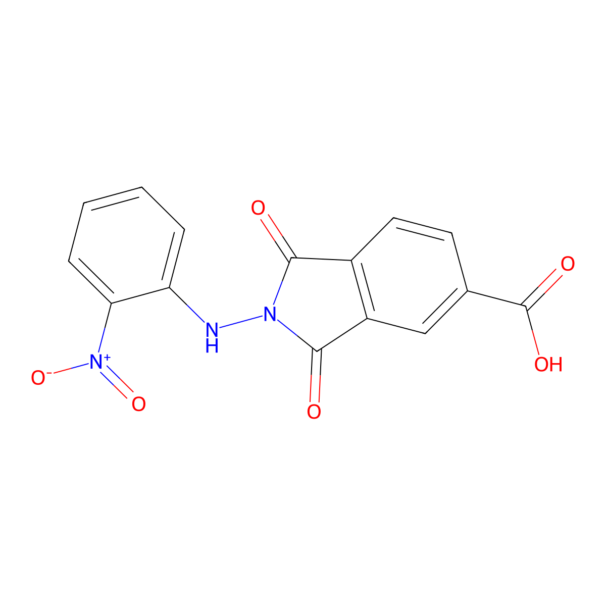 2-((2-Nitrophenyl)amino)-1,3-dioxoisoindoline-5-carboxylic acid molecular structure, CAS 406709-91-9