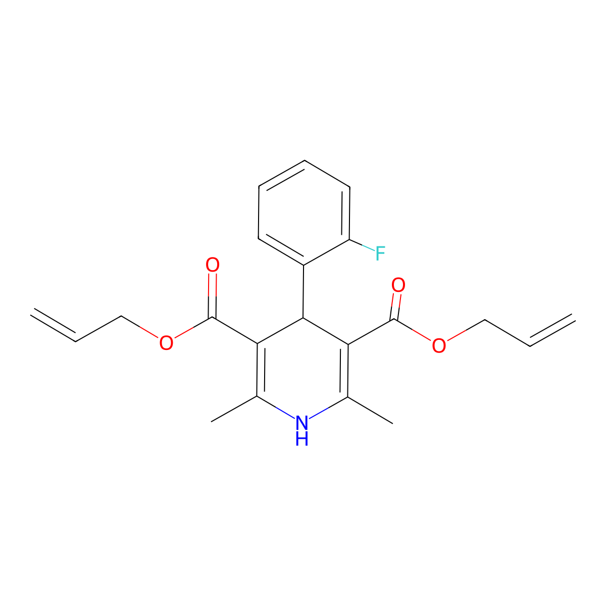 Diallyl 4-(2-fluorophenyl)-2,6-dimethyl-1,4-dihydro-3,5-pyridinedicarboxylate molecular structure, CAS 406710-01-8