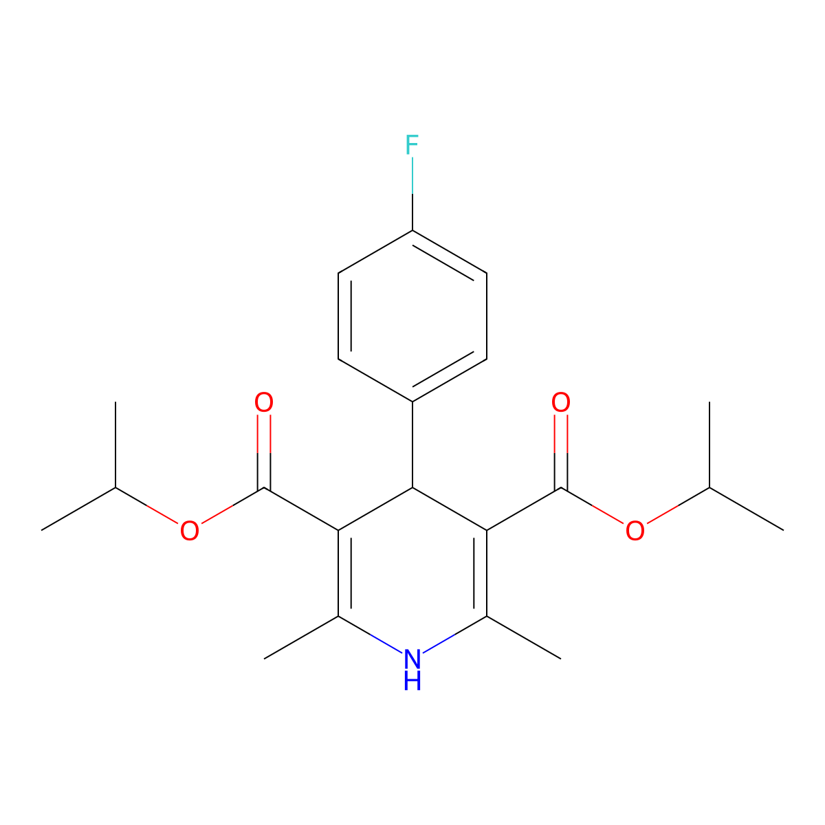 Dipropan-2-yl 4-(4-fluorophenyl)-2,6-dimethyl-1,4-dihydropyridine-3,5-dicarboxylate molecular structure, CAS 406710-02-9