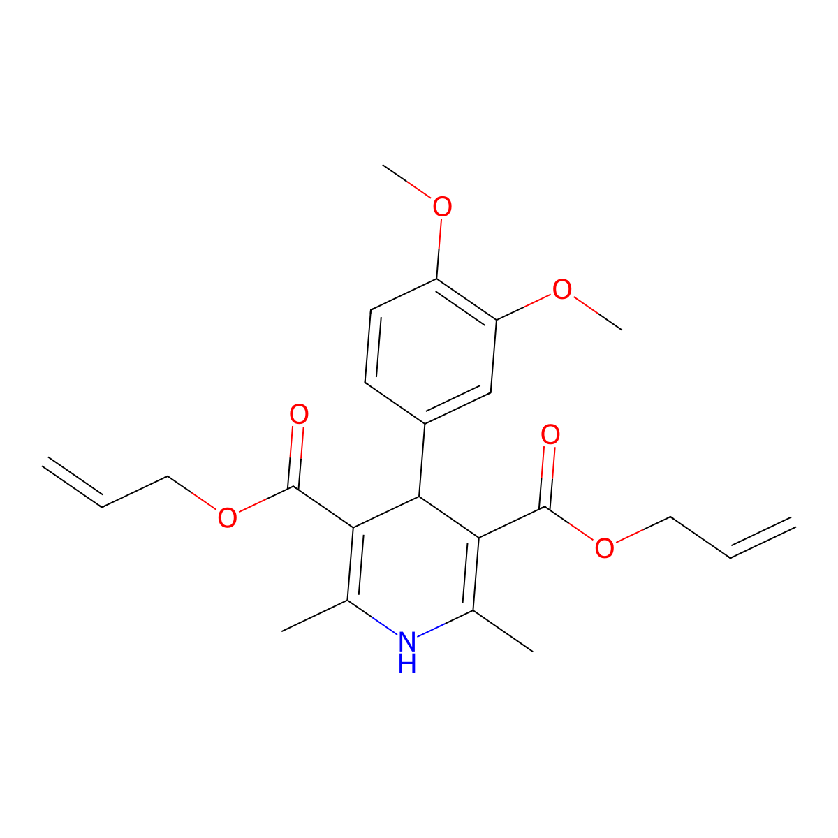 Diallyl 4-(3,4-dimethoxyphenyl)-2,6-dimethyl-1,4-dihydro-3,5-pyridinedicarboxylate molecular structure, CAS 406710-03-0