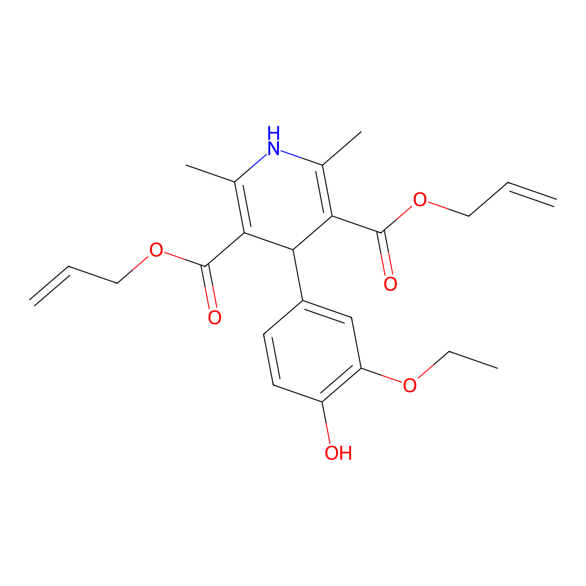 Diallyl 4-(3-ethoxy-4-hydroxyphenyl)-2,6-dimethyl-1,4-dihydro-3,5-pyridinedicarboxylate molecular structure, CAS 406710-04-1
