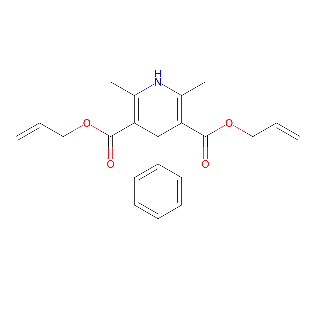 3,5-Bis(prop-2-en-1-yl) 2,6-dimethyl-4-(4-methylphenyl)-1,4-dihydropyridine-3,5-dicarboxylate molecular structure, CAS 406710-07-4